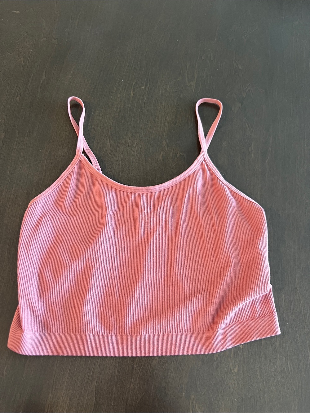 Bozzolo Blush Pink Ribbed Spaghetti-Strap Crop Cami